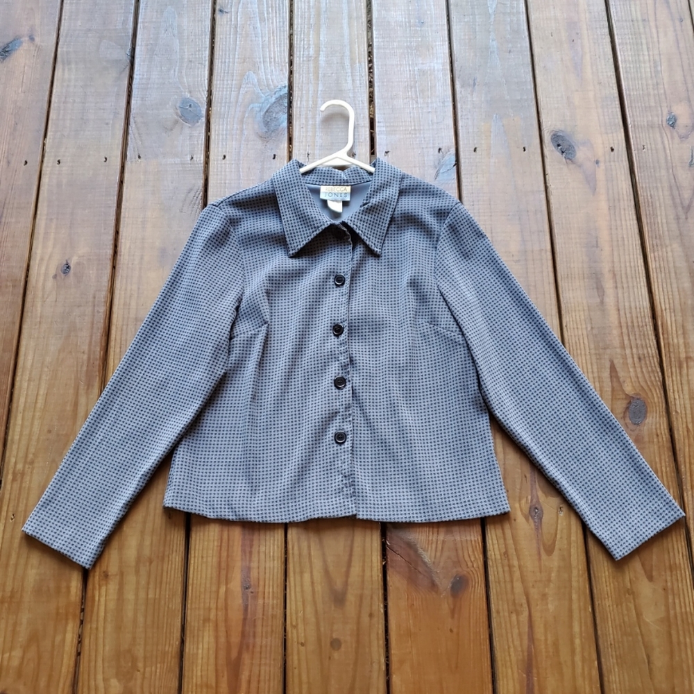 Vintage 80's 90's size 10 M gray houndstooth suede like button jacket